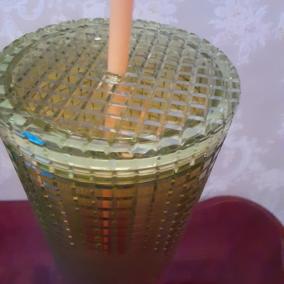 Starbucks 2022 Lemon Neon Pink Ombre Grid Tumbler - Picture 3 of 3